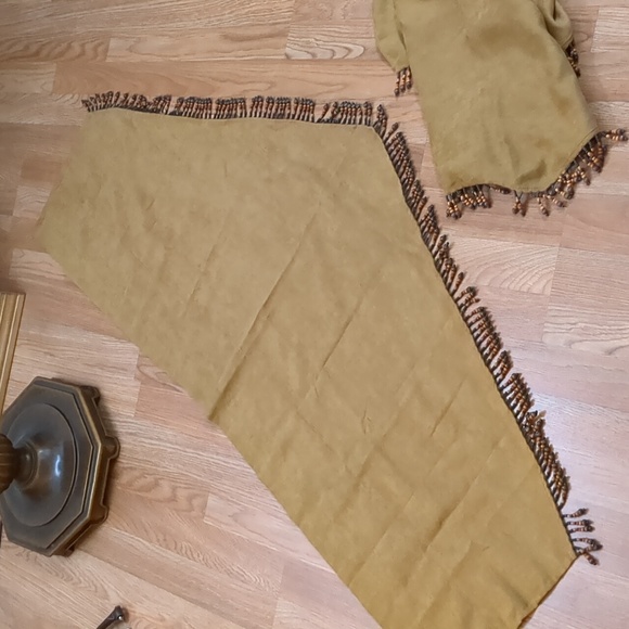 Brown Curtain Valance with Beads - Picture 1 of 5